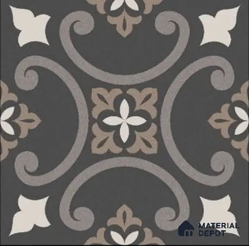 TL 04203 Pedi Black 300 x 300 mm Sugar Matte Finish Moroccan Look Vitrified Wall & Floor Tile - 9 mm | Please Expect a Slight Variation of Pattern