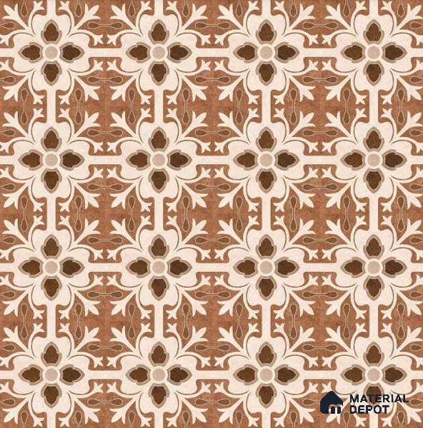 Moroccan Floor & Wall Tile TL 04204 Teagan Brown 1 ft x 1 ft Sugar Matte Finish Vitrified Tile - 9 mm | Suitable For Bathroom, Kitchen, Balcony | Please Expect a Slight Variation of Pattern