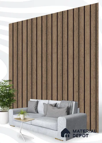 Brown Wooden Louver S5 153 8 ft x 4.9 inch Charcoal Panel - 12 mm | Suitable for Feature Wall, TV Unit & Living Room | Width is Subjected to 5% Variation