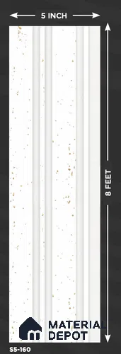 White Marble Louver S5 160 8 ft x 4.9 inch Charcoal Panel - 12 mm | Suitable for Feature Wall, TV Unit & Living Room | Width is Subjected to 5% Variation