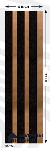 Brown Metallic Louver S5 174 8 ft x 4.9 inch Charcoal Panel - 12 mm | Suitable for Feature Wall, TV Unit & Living Room | Width is Subjected to 5% Variation