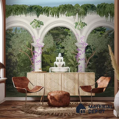 Saanjh, Foliage Theme Wallpaper for Walls Sukoon Series Canvas Patterned Design (Customised Size Wallpaper)