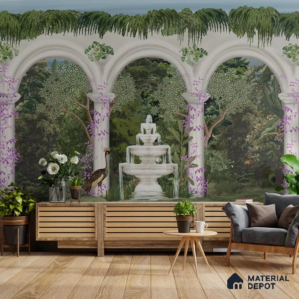Saanjh, Foliage Theme Wallpaper for Walls Sukoon Series Handmade Patterned Design (Customised Size Wallpaper)