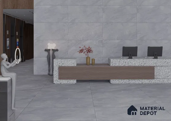 Modern Grey Reception Area Design | Material Depot