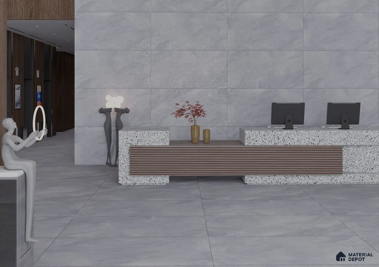 Modern Grey Reception Area Design | Material Depot