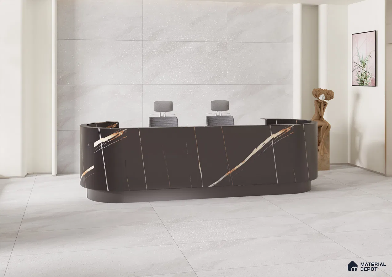 Modern Reception Area with Marble-Inspired Elements | Material Depot
