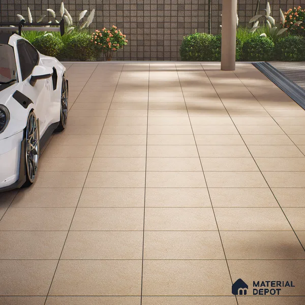 Parking Floor Tile TL 07556 Sandalwood Mist | 16 x 16 inch | Anti Skid Matte Finish Heavy Duty Vitrified Tile - 12 mm | Suitable For Bathroom, Terrace, Balcony | Pattern Alignment May Vary | 2-3 mm Spacer is Mandatory