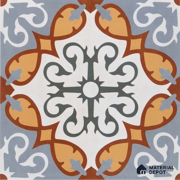 Moroccan Wall & Floor Tile TL 04956 Marrakech Ebony Batiste 1 ft x 1 ft Ceramic Matte Finish - 9 mm | Suitable for Bathroom, Kitchen, Balcony | Please Expect a Slight Variation of Pattern (Sample)