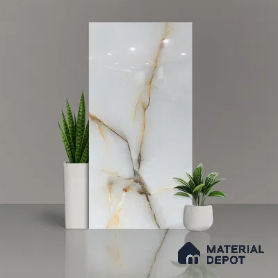 Marble Floor & Wall Tile TL 02217 Sapphire White 4 ft x 2 ft Glossy Finish Vitrified Tile - 9 mm (Random 5)