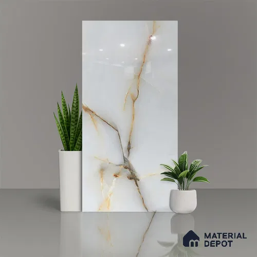 Marble Floor & Wall Tile TL 02217 Sapphire White 4 ft x 2 ft Glossy Finish Vitrified Tile - 9 mm (Random 5)