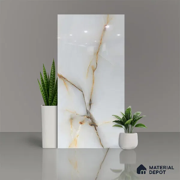 Marble Floor & Wall Tile TL 02217 Sapphire White 4 ft x 2 ft Glossy Finish Vitrified Tile - 9 mm (Random 5)