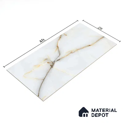 Marble Floor & Wall Tile TL 02217 Sapphire White 4 ft x 2 ft Glossy Finish Vitrified Tile - 9 mm (Random 5)