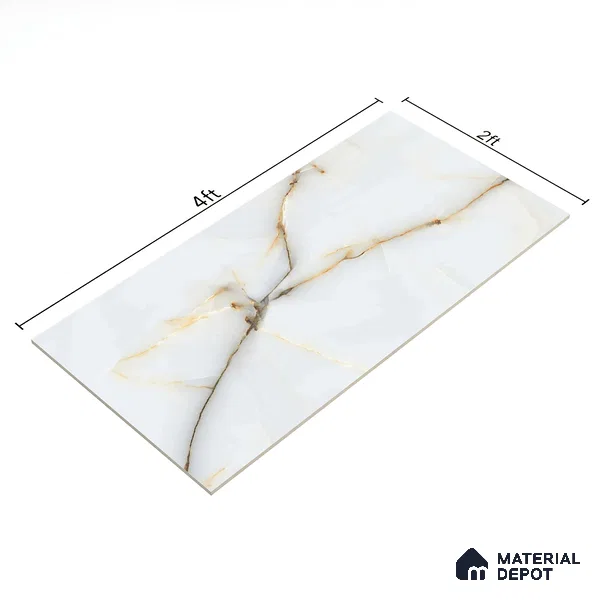 Marble Floor & Wall Tile TL 02217 Sapphire White 4 ft x 2 ft Glossy Finish Vitrified Tile - 9 mm (Random 5)