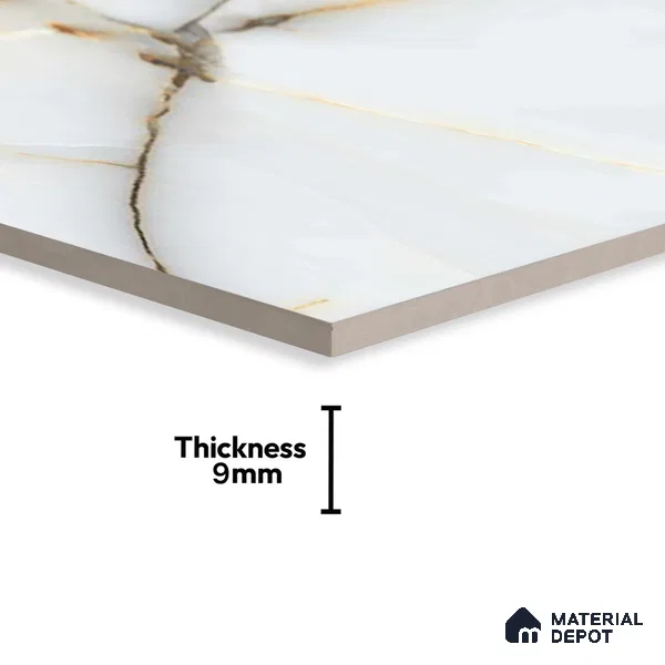 Marble Floor & Wall Tile TL 02217 Sapphire White 4 ft x 2 ft Glossy Finish Vitrified Tile - 9 mm (Random 5)