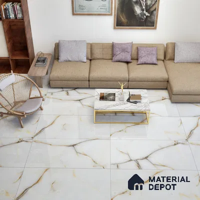 Marble Floor & Wall Tile TL 02217 Sapphire White 4 ft x 2 ft Glossy Finish Vitrified Tile - 9 mm (Random 5)