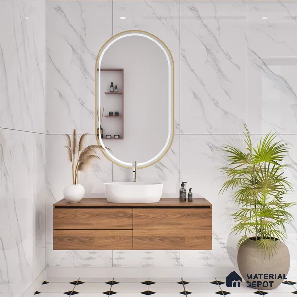Budget Friendly Marble Floor & Wall Tile Value For Money TL 05608 Lasa Satvario 4 ft x 2 ft - Vitrified Glossy Finish -9 mm | Suitable for Living Room, Bedroom & Bathroom