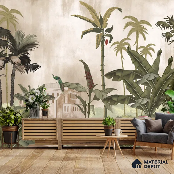 Sayonee, Nature Theme Wallpaper for Walls Sukoon Series Handmade Nature Design (Customised Size Wallpaper)