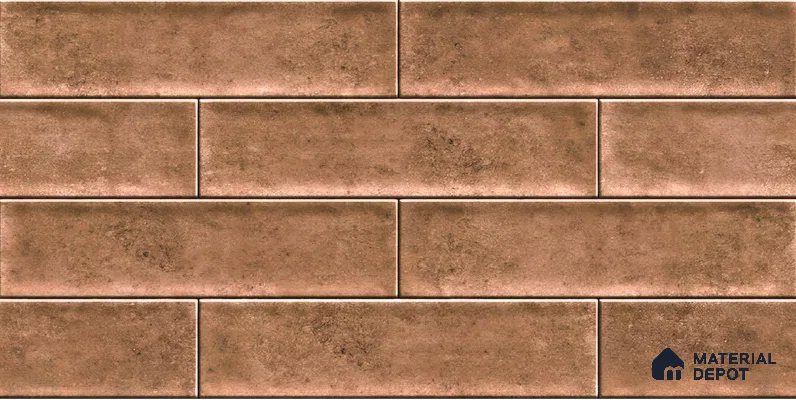 Faux Subway Wall Tile TL 04685 B Brick Solara Dun Brown 2 ft x 1 ft Ceramic Glossy Finish - 9 mm | Suitable For Kitchen, Bathroom Walls and Backsplashes | Please Expect a Slight Variation of Pattern (Sample)