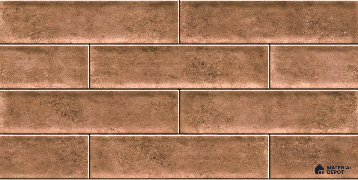 Faux Subway Wall Tile TL 04685 B Brick Solara Dun Brown 2 ft x 1 ft Ceramic Glossy Finish - 9 mm | Suitable For Kitchen, Bathroom Walls and Backsplashes | Please Expect a Slight Variation of Pattern (Sample)