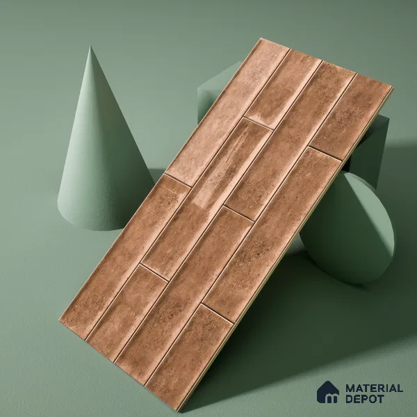 Faux Subway Wall Tile TL 04685 B Brick Solara Dun Brown 2 ft x 1 ft Ceramic Glossy Finish - 9 mm | Suitable For Kitchen, Bathroom Walls and Backsplashes | Please Expect a Slight Variation of Pattern (Sample)