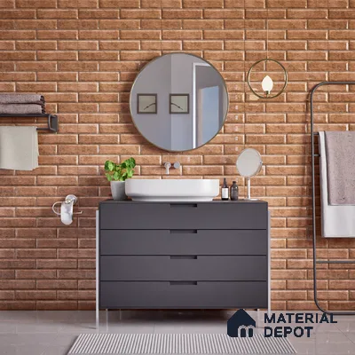 Faux Subway Wall Tile TL 04685 B Brick Solara Dun Brown 2 ft x 1 ft Ceramic Glossy Finish - 9 mm | Suitable For Kitchen, Bathroom Walls and Backsplashes | Please Expect a Slight Variation of Pattern (Sample)