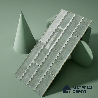 Faux Subway Wall Tile TL 04685 C Brick Solara Cove Blue 2 ft x 1 ft Ceramic Glossy Finish - 9 mm | Suitable For Kitchen, Bathroom Walls and Backsplashes | Please Expect a Slight Variation of Pattern (Sample)