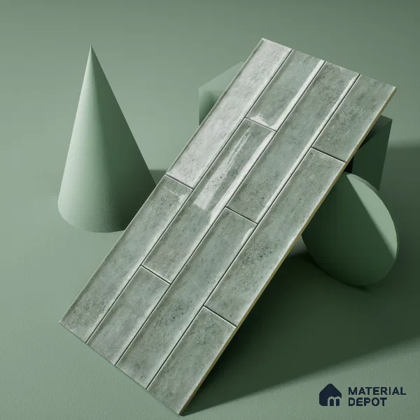 Faux Subway Wall Tile TL 04685 C Brick Solara Cove Blue 2 ft x 1 ft Ceramic Glossy Finish - 9 mm | Suitable For Kitchen, Bathroom Walls and Backsplashes | Please Expect a Slight Variation of Pattern (Sample)