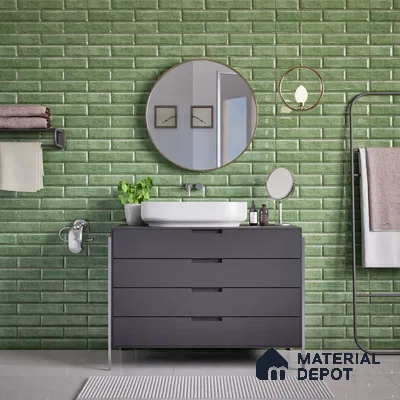 Faux Subway Wall Tile TL 04685 D Brick Solara Dyna Azul 2 ft x 1 ft Ceramic Glossy Finish - 9 mm | Suitable For Kitchen, Bathroom Walls and Backsplashes | Please Expect a Slight Variation of Pattern