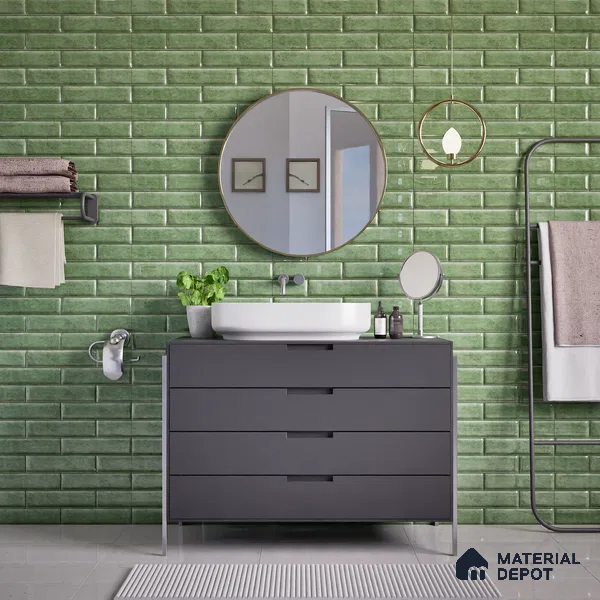 Faux Subway Wall Tile TL 04685 D Brick Solara Dyna Azul 2 ft x 1 ft Ceramic Glossy Finish - 9 mm | Suitable For Kitchen, Bathroom Walls and Backsplashes | Please Expect a Slight Variation of Pattern