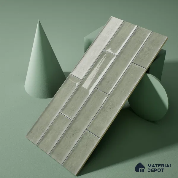 Faux Subway Wall Tile TL 04685 E Brick Solara Emerald Green 2 ft x 1 ft Ceramic Glossy Finish - 9 mm | Suitable For Kitchen, Bathroom Walls and Backsplashes | Please Expect a Slight Variation of Pattern