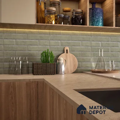 Faux Subway Wall Tile TL 04685 E Brick Solara Emerald Green 2 ft x 1 ft Ceramic Glossy Finish - 9 mm | Suitable For Kitchen, Bathroom Walls and Backsplashes | Please Expect a Slight Variation of Pattern