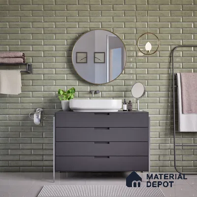 Faux Subway Wall Tile TL 04685 E Brick Solara Emerald Green 2 ft x 1 ft Ceramic Glossy Finish - 9 mm | Suitable For Kitchen, Bathroom Walls and Backsplashes | Please Expect a Slight Variation of Pattern