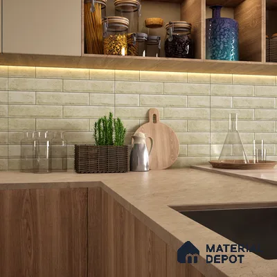 Faux Subway Wall Tile TL 04685 F Brick Solara Latte Beige 2 ft x 1 ft Ceramic Glossy Finish - 9 mm | Suitable For Kitchen, Bathroom Walls and Backsplashes | Please Expect a Slight Variation of Pattern