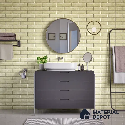 Faux Subway Wall Tile TL 04685 F Brick Solara Latte Beige 2 ft x 1 ft Ceramic Glossy Finish - 9 mm | Suitable For Kitchen, Bathroom Walls and Backsplashes | Please Expect a Slight Variation of Pattern