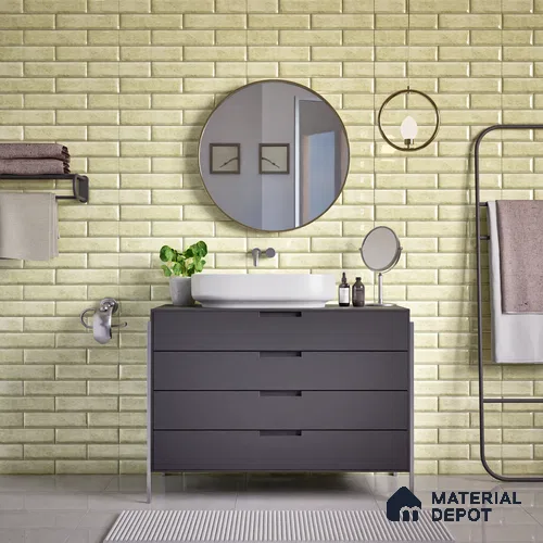 Faux Subway Wall Tile TL 04685 F Brick Solara Latte Beige 2 ft x 1 ft Ceramic Glossy Finish - 9 mm | Suitable For Kitchen, Bathroom Walls and Backsplashes | Please Expect a Slight Variation of Pattern