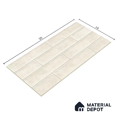Faux Subway Wall Tile TL 04685 Brick Solara Winter White 2 ft x 1 ft Ceramic Glossy Finish - 9 mm | Suitable For Kitchen, Bathroom Walls and Backsplashes | Please Expect a Slight Variation of Pattern (Sample)