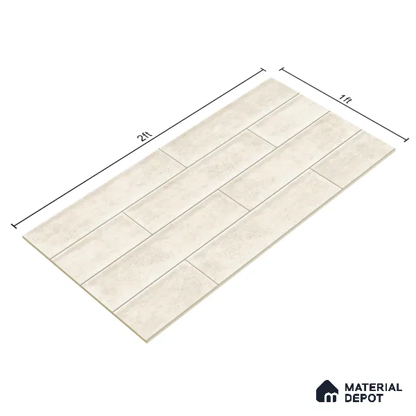 Faux Subway Wall Tile TL 04685 Brick Solara Winter White 2 ft x 1 ft Ceramic Glossy Finish - 9 mm | Suitable For Kitchen, Bathroom Walls and Backsplashes | Please Expect a Slight Variation of Pattern (Sample)