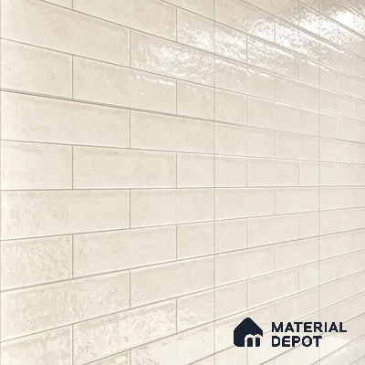Faux Subway Wall Tile TL 04685 Brick Solara Winter White 2 ft x 1 ft Ceramic Glossy Finish - 9 mm | Suitable For Kitchen, Bathroom Walls and Backsplashes | Please Expect a Slight Variation of Pattern (Sample)