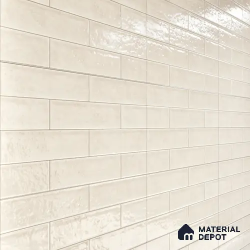 Faux Subway Wall Tile TL 04685 Brick Solara Winter White 2 ft x 1 ft Ceramic Glossy Finish - 9 mm | Suitable For Kitchen, Bathroom Walls and Backsplashes | Please Expect a Slight Variation of Pattern