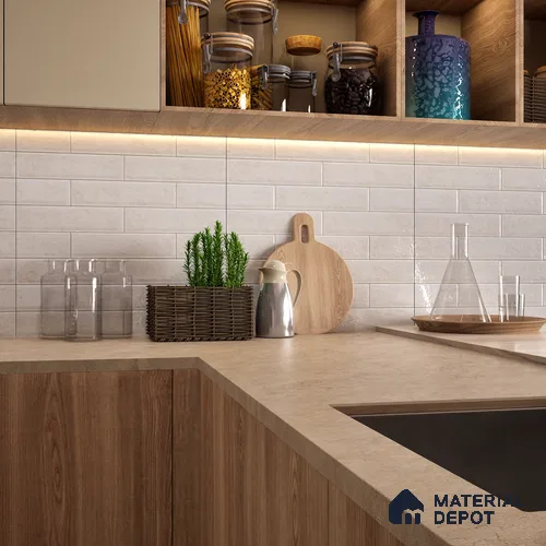 Faux Subway Wall Tile TL 04685 Brick Solara Winter White 2 ft x 1 ft Ceramic Glossy Finish - 9 mm | Suitable For Kitchen, Bathroom Walls and Backsplashes | Please Expect a Slight Variation of Pattern