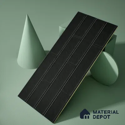 Faux Subway Wall Tile TL 04685 G Brick Solara Charcoal Black 2 ft x 1 ft Ceramic Matte Finish - 9 mm | Suitable For Kitchen, Bathroom Walls and Backsplashes | Please Expect a Slight Variation of Pattern (Sample)
