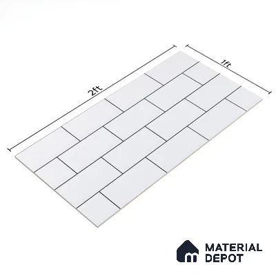 Faux Subway Wall Tile TL 04685 H Brick Solara Bright White 2 ft x 1 ft Ceramic Glossy Finish - 9 mm | Suitable For Kitchen, Bathroom Walls and Backsplashes | Please Expect a Slight Variation of Pattern (Sample)