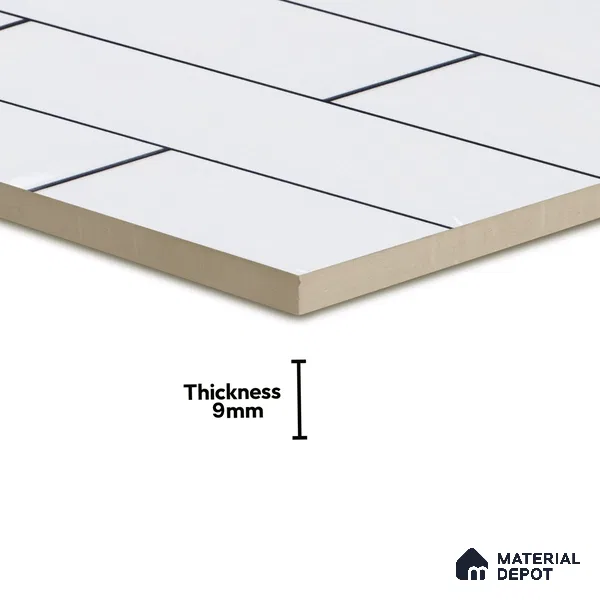 Faux Subway Wall Tile TL 04685 H Brick Solara Bright White 2 ft x 1 ft Ceramic Glossy Finish - 9 mm | Suitable For Kitchen, Bathroom Walls and Backsplashes | Please Expect a Slight Variation of Pattern (Sample)