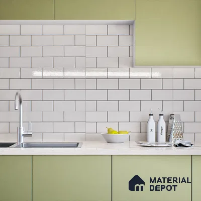 Faux Subway Wall Tile TL 04685 H Brick Solara Bright White 2 ft x 1 ft Ceramic Glossy Finish - 9 mm | Suitable For Kitchen, Bathroom Walls and Backsplashes | Please Expect a Slight Variation of Pattern (Sample)