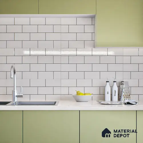 Faux Subway Wall Tile TL 04685 H Brick Solara Bright White 2 ft x 1 ft Ceramic Glossy Finish - 9 mm | Suitable For Kitchen, Bathroom Walls and Backsplashes | Please Expect a Slight Variation of Pattern