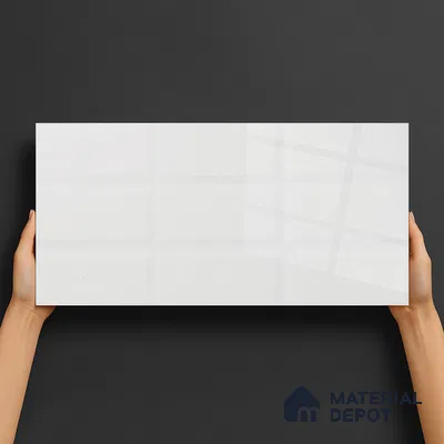 Faux Subway Wall Tile TL 04685 I Brick Solara Versilia White 2 ft x 1 ft Ceramic Glossy Finish - 9 mm | Suitable For Kitchen, Bathroom Walls and Backsplashes | Please Expect a Slight Variation of Pattern (Sample)