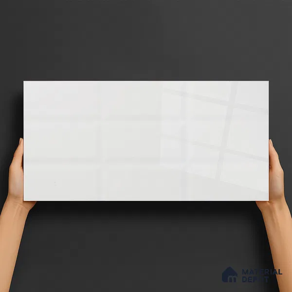 Faux Subway Wall Tile TL 04685 I Brick Solara Versilia White 2 ft x 1 ft Ceramic Glossy Finish - 9 mm | Suitable For Kitchen, Bathroom Walls and Backsplashes | Please Expect a Slight Variation of Pattern (Sample)