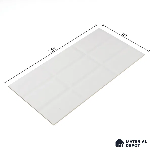 Faux Subway Wall Tile TL 04685 I Brick Solara Versilia White 2 ft x 1 ft Ceramic Glossy Finish - 9 mm | Suitable For Kitchen, Bathroom Walls and Backsplashes | Please Expect a Slight Variation of Pattern (Sample)