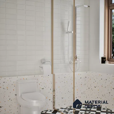 Faux Subway Wall Tile TL 04685 I Brick Solara Versilia White 2 ft x 1 ft Ceramic Glossy Finish - 9 mm | Suitable For Kitchen, Bathroom Walls and Backsplashes | Please Expect a Slight Variation of Pattern (Sample)