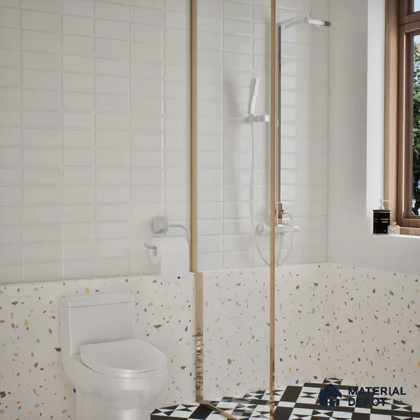 Faux Subway Wall Tile TL 04685 I Brick Solara Versilia White 2 ft x 1 ft Ceramic Glossy Finish - 9 mm | Suitable For Kitchen, Bathroom Walls and Backsplashes | Please Expect a Slight Variation of Pattern (Sample)